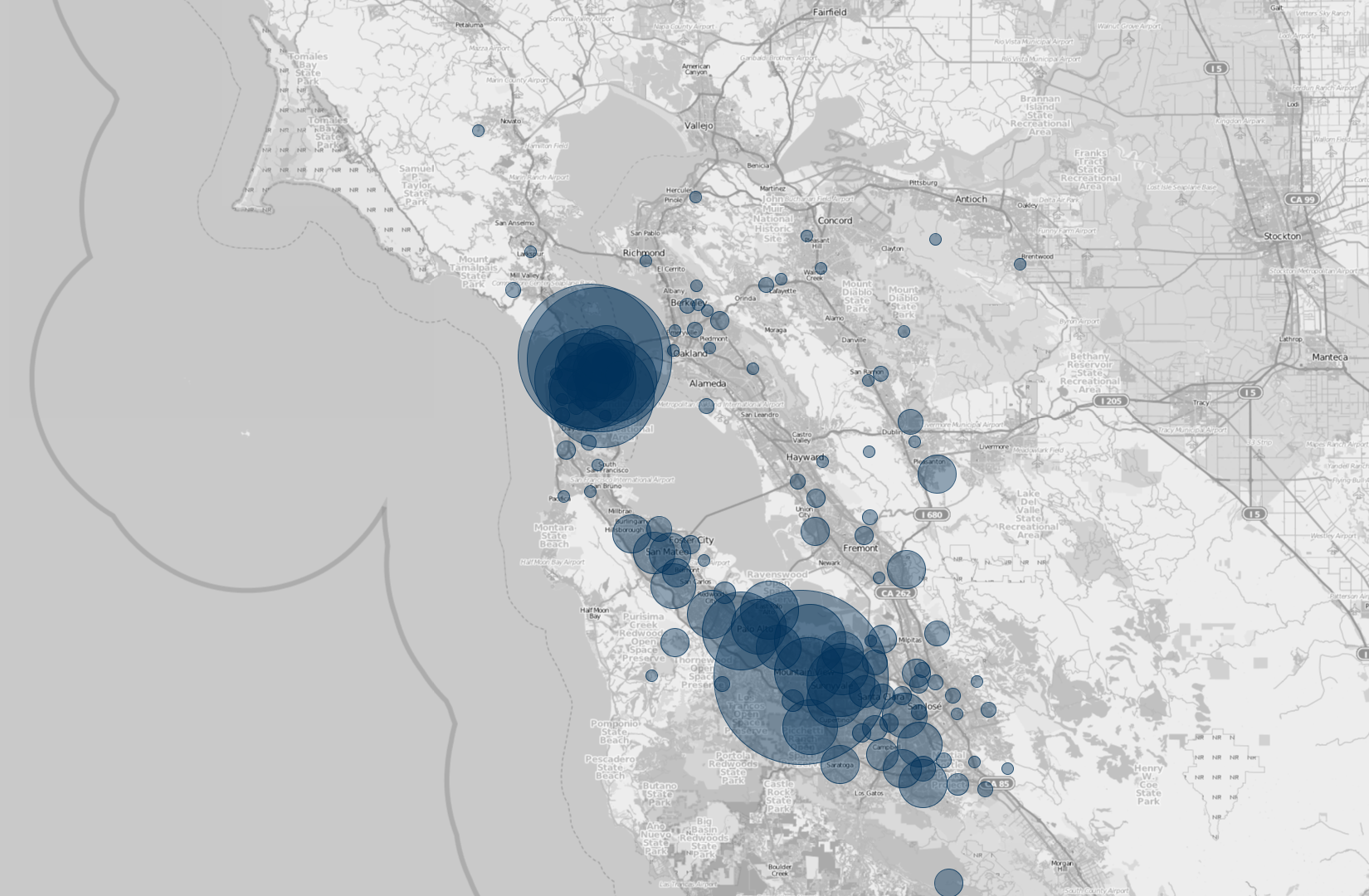 Bay Area employee map